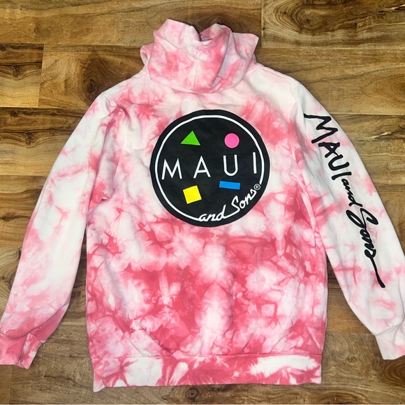 Maui & Sons Pink Tie Dye Hoodie Youth Large 14 - Picture 6 of 9